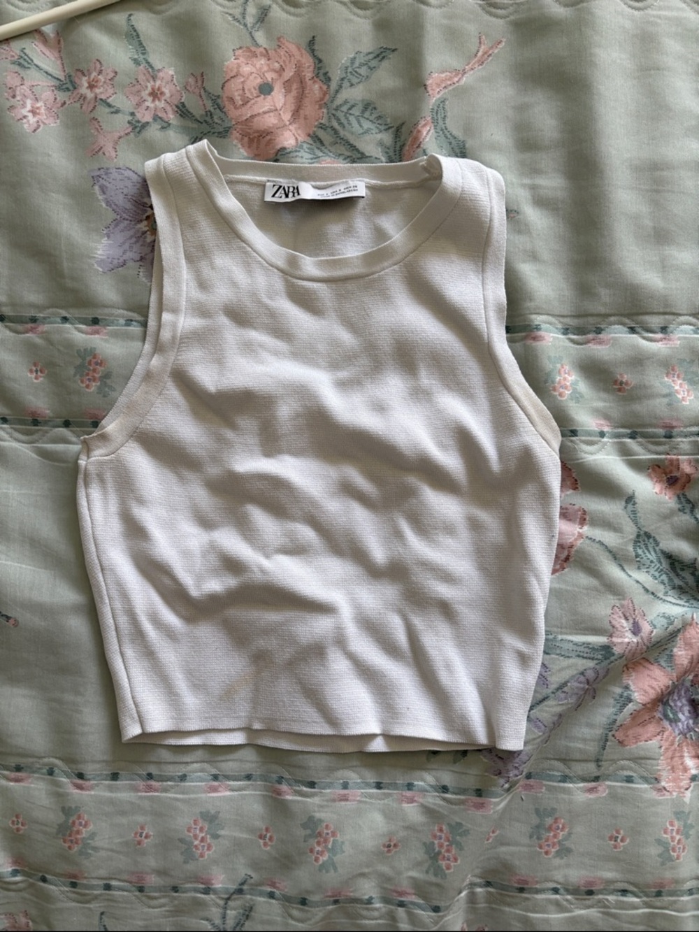 Zara White Ribbed Halter Top
